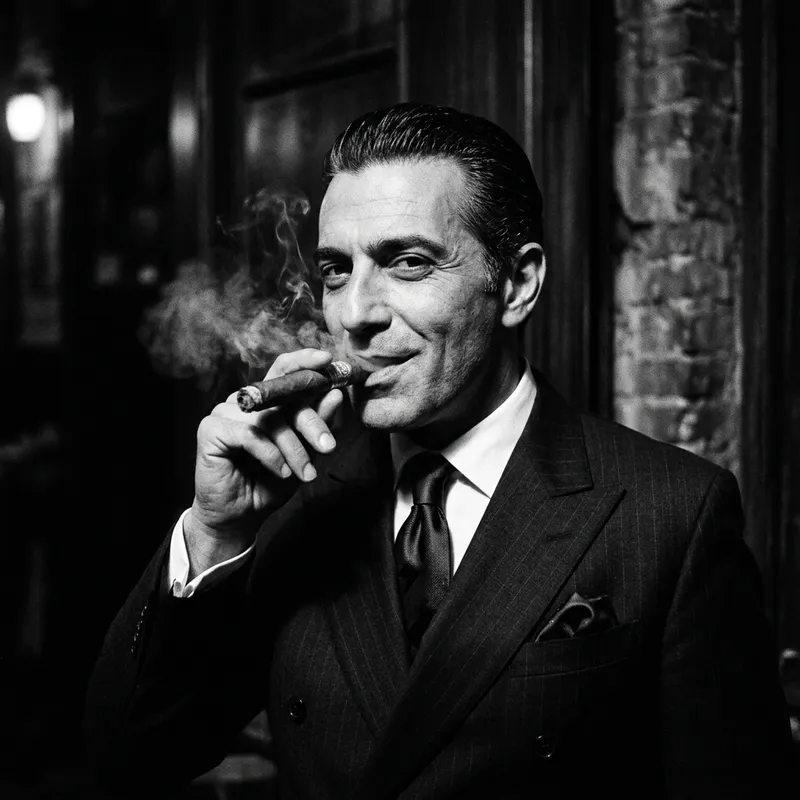 Noir Gangster Portrait: Black & White Elegance
