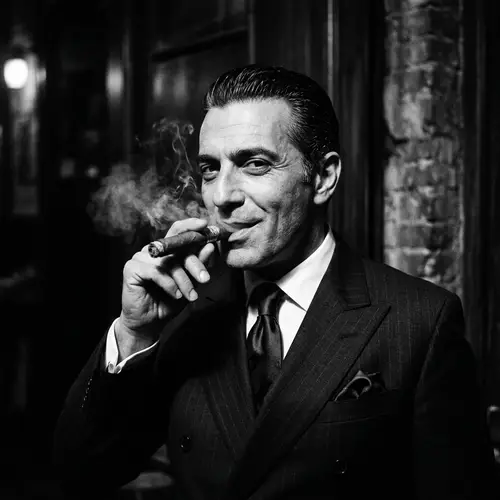 Noir Gangster Portrait: Black & White Elegance
