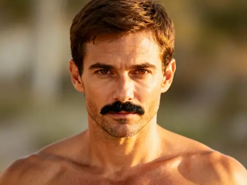 Stylish Man in 30s: Brown Hair and Beard Look