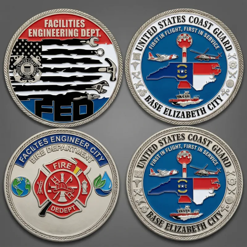 Custom Challenge Coin for Coast Guard Base Elizabeth City