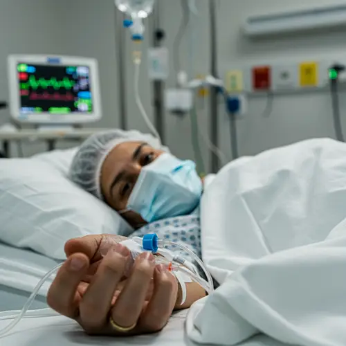 ICU Patient Photo: Mask and Needles