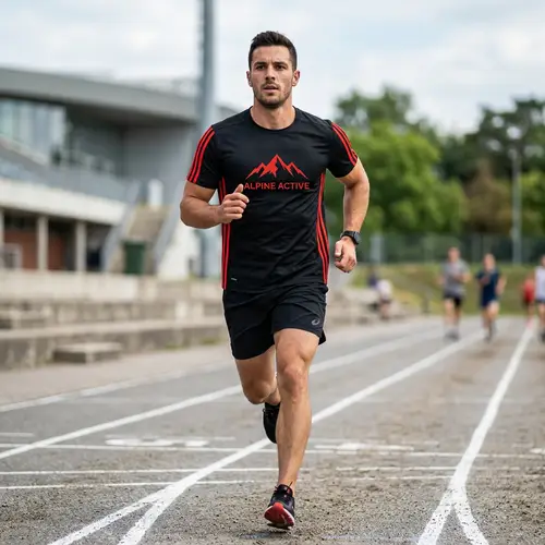 Athletic Black T-Shirt with Red Stripes - Sportswear Collection