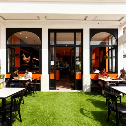 Elegant Restaurant Terrace Design with half Glass Panels