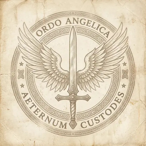 Guild Emblem with Vertical Sword and Angelic Wings