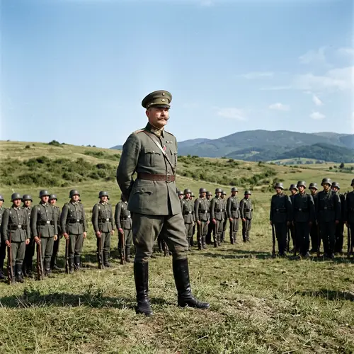 Austrian Man Commanding German Troops | Historic Image