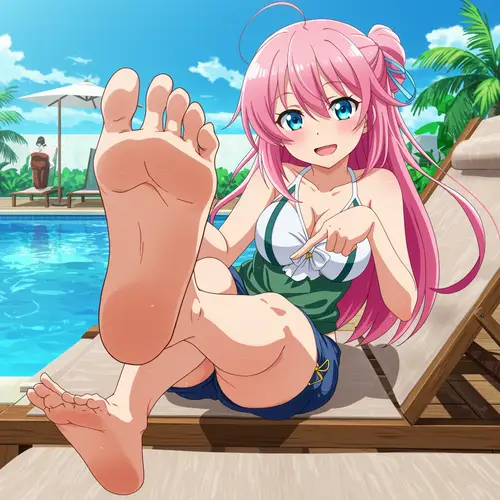 Cute Anime Girl by Pool: Fun Summer Vibes