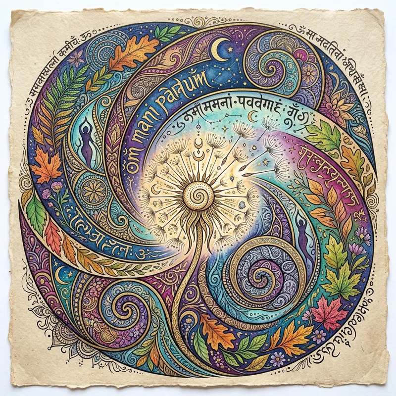 Feminine Energy Mantra Artwork with Spirals & Vortices Feminine Energy Mantra Artwork with Spirals & Vortices