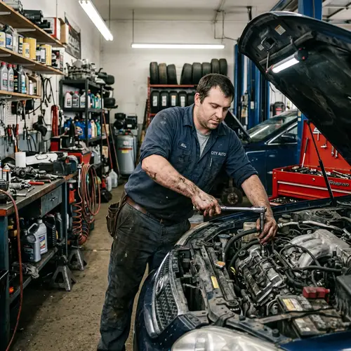 Professional Mechanic Fixing Car with Dirty Hands