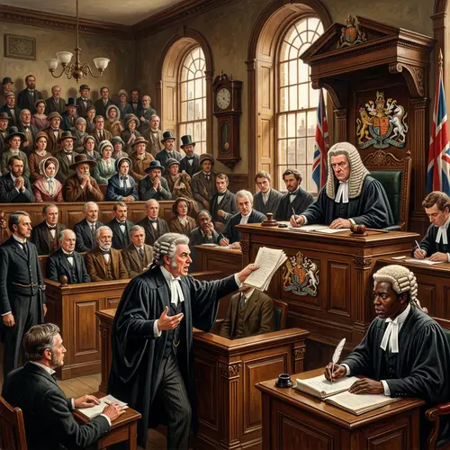 Historical Courtroom Scene: Fair Trial Depiction