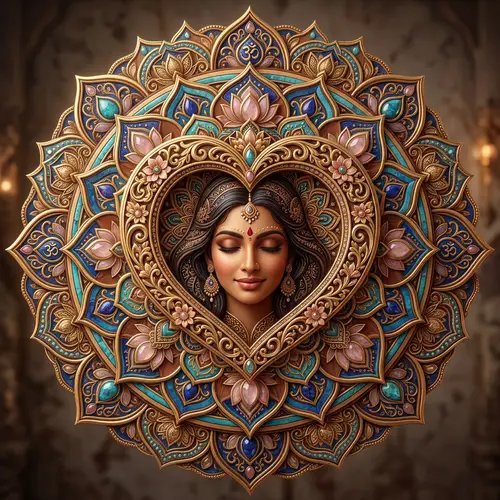 3D Mandala Geometry with Heart & Woman Face | Symmetrical Beauty