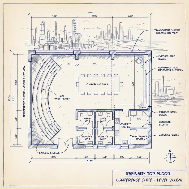 Unique Conference Room Design with Spectacular Views and Amenities