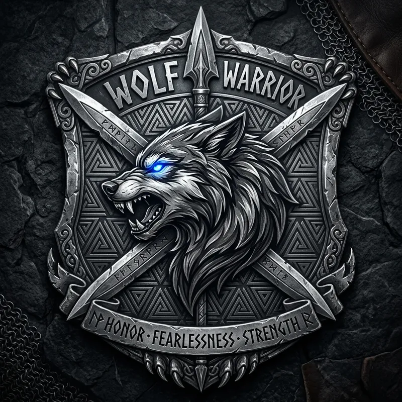 Wolf Warrior Emblem: Strength and Power Symbolized