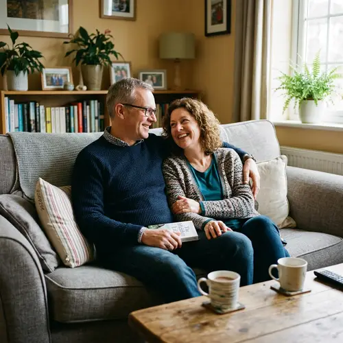 Husband and Wife Relaxing on Sofa