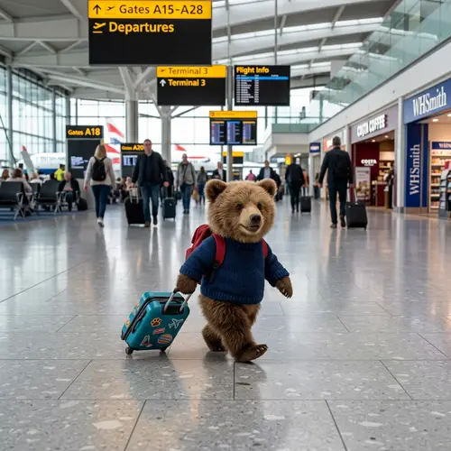Cute Bear Traveling at the Airport