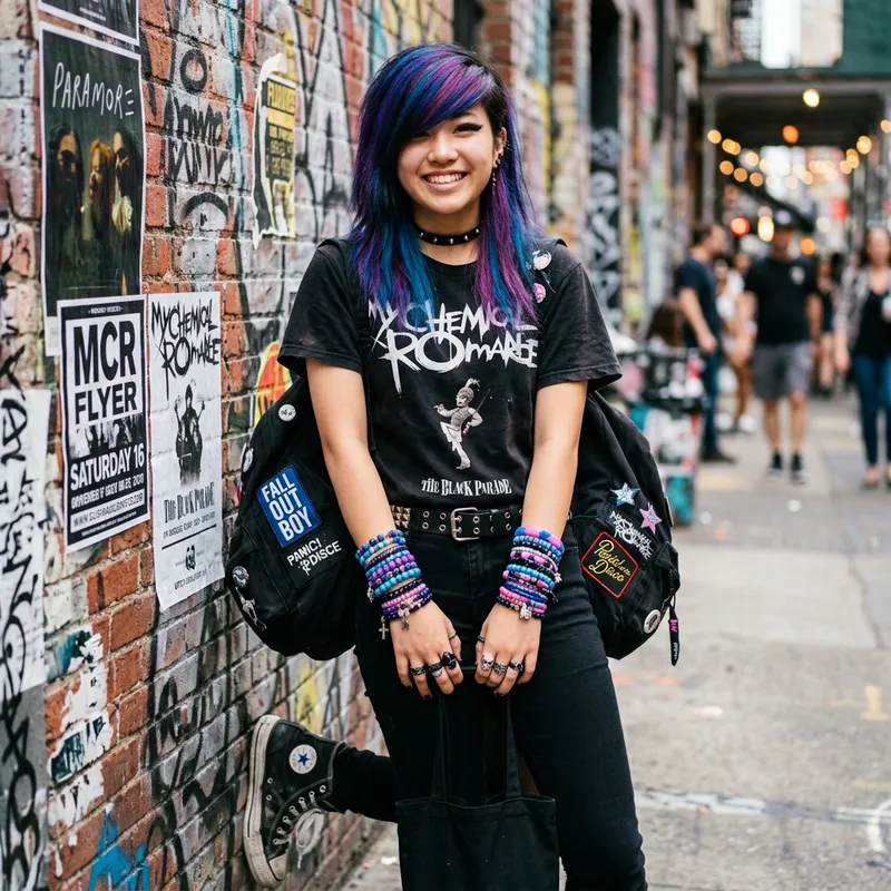 Cute Emo Asian Teen with Colorful Hair