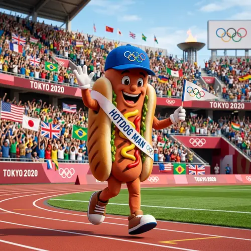 Olympic Hotdog Mascot for Sports Teams