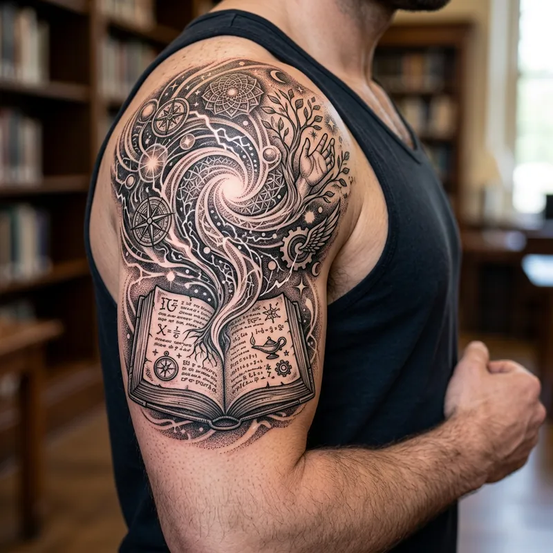 Captivating Knowledge Tattoo Design | Transformative Energy Symbol