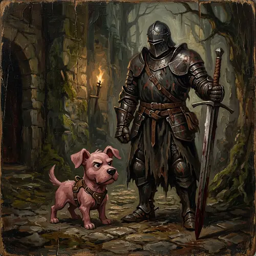 Brave Pink Dog and Dark Fantasy Art Inspired Imagery