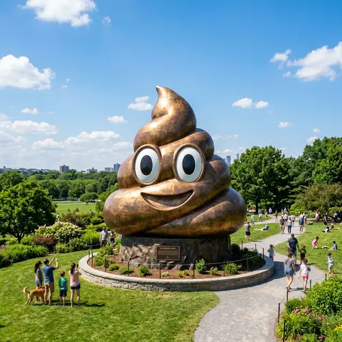 Giant Poop Emoji Sculpture at Grass Park | Artsy Faux-Bronze Structure
