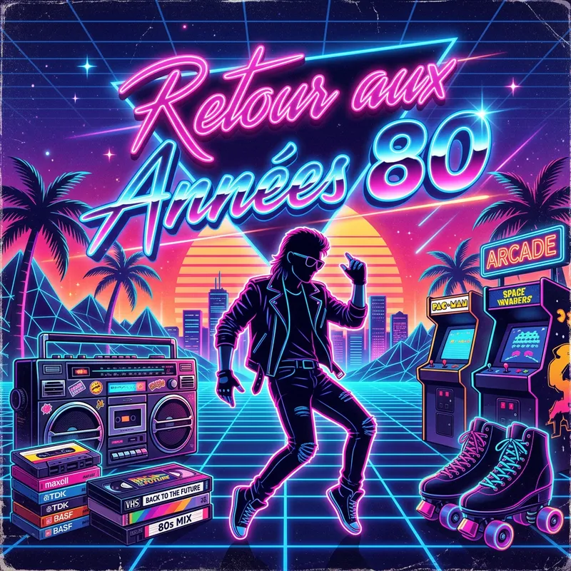 Vibrant 1980s Neon Design for Retro Parties