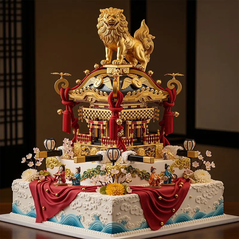 Majestic Lion on Square Cake - Elegant Design