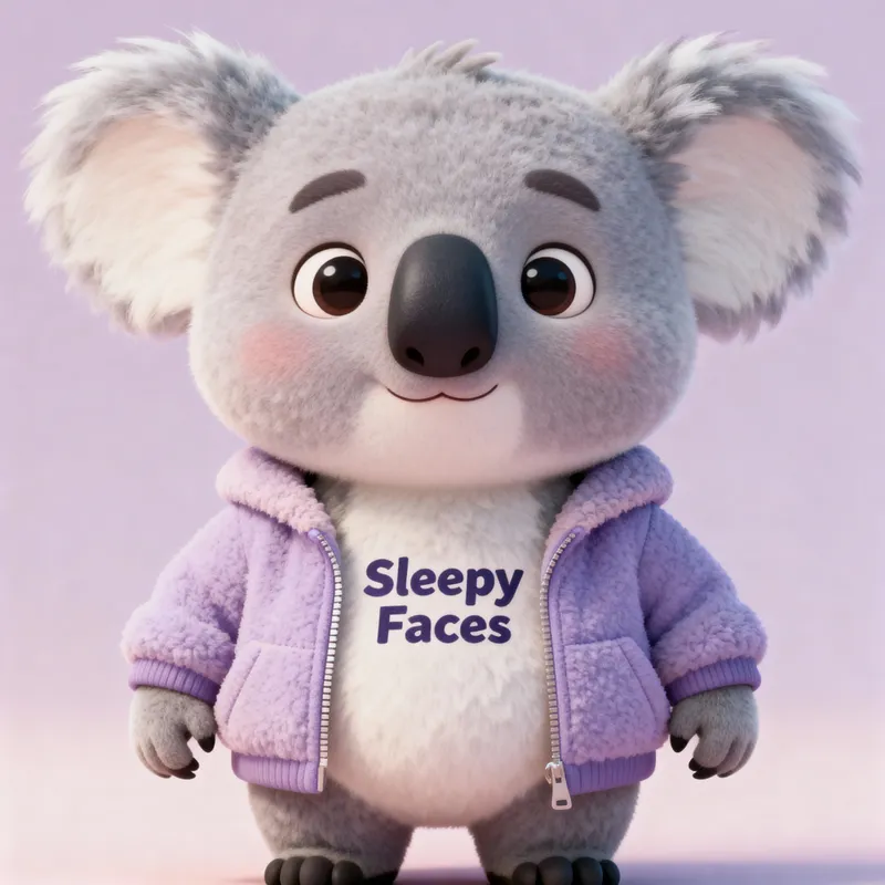 Cute Animated Koala with Sleepy Faces Jacket