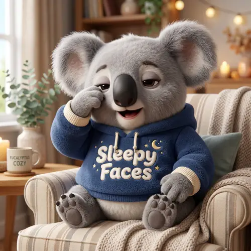 Cute Animated Koala with Sleepy Faces Jacket