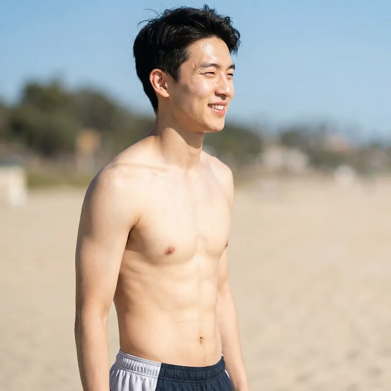 Handsome East Asian Man with Gorgeous Features and Sculpted Physique