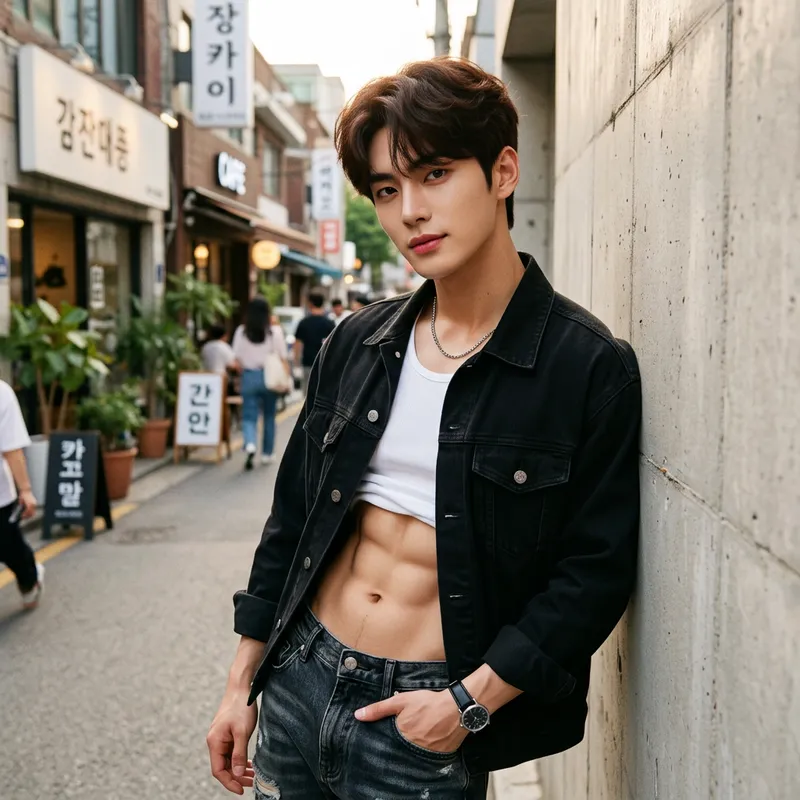 Charming East Asian Man with Stunning Eyes and Fit Physique