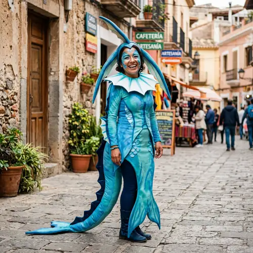 Hispanic Woman Vaporeon Costume | Joyful Vaporeon Cosplay