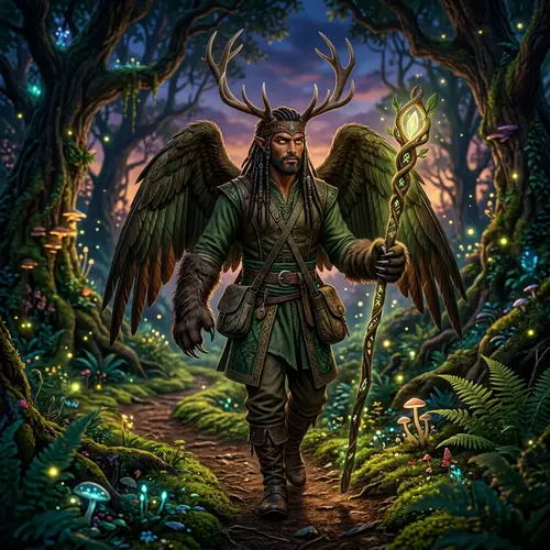 Mystical Forest Guardian with Animal Features