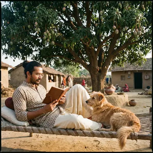 South Asian Male Character with his Animal - Countryside Scene