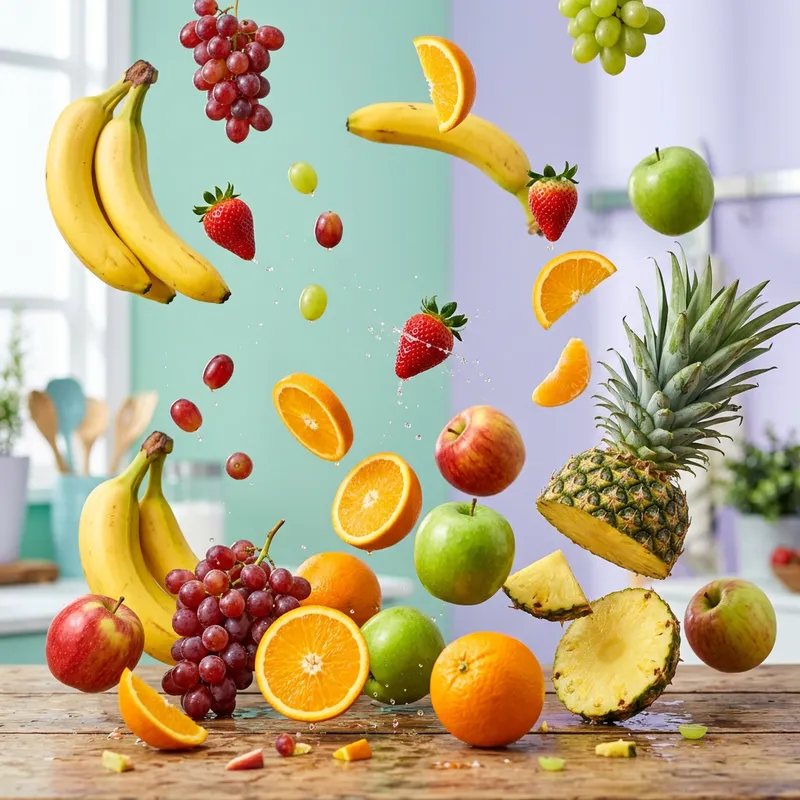 Mesmerizing Display of Colorful Fruits in Motion Mesmerizing Display of Colorful Fruits in Motion