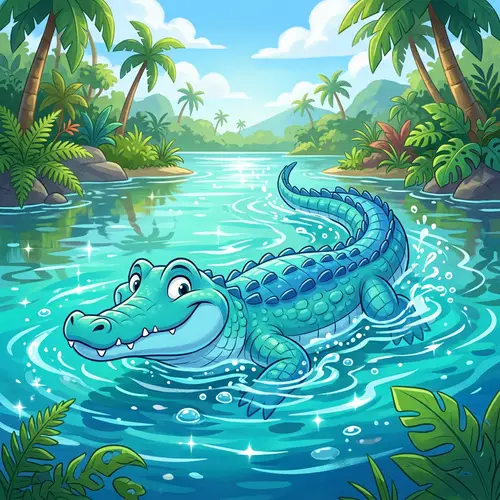 Animated Turquoise Crocodile Design