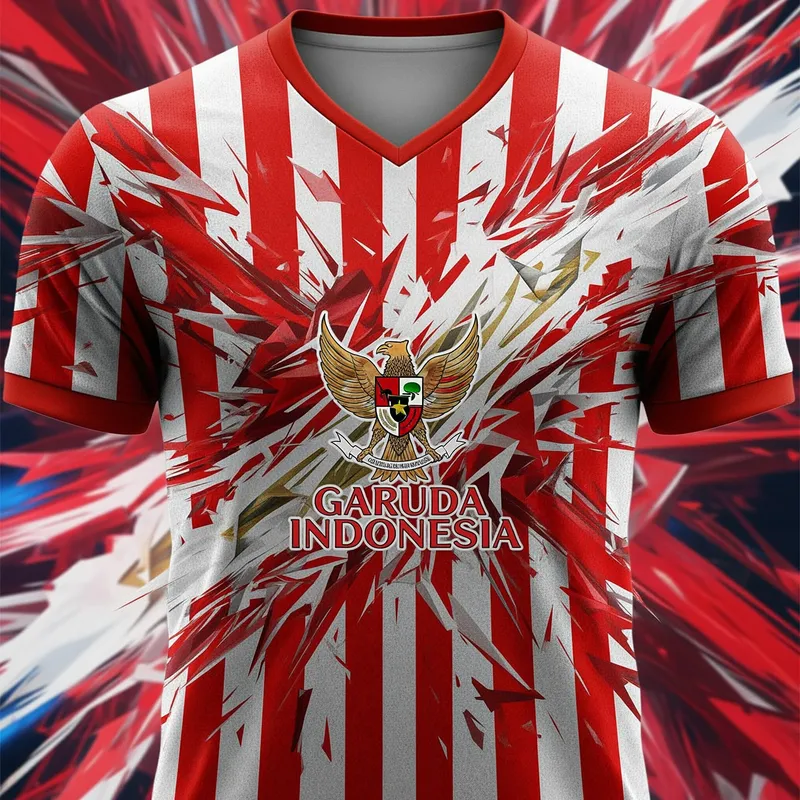 Garuda Indonesia Soccer Jersey - Red & White Stripes
