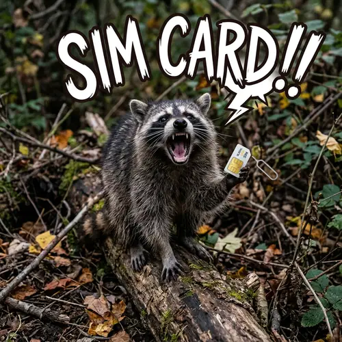 Raccoon Screaming: SIM Card Fun