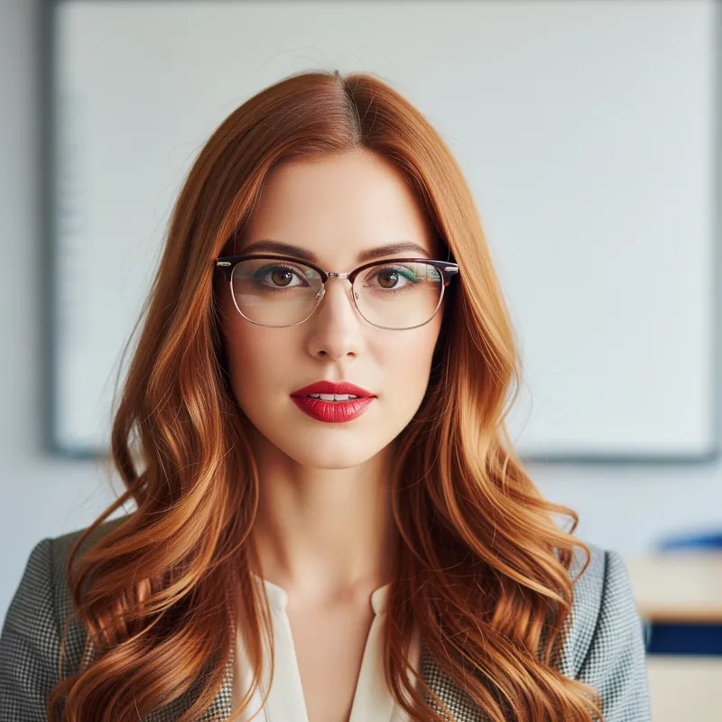 English Teacher with Copper Hair & Glasses English Teacher with Copper Hair & Glasses