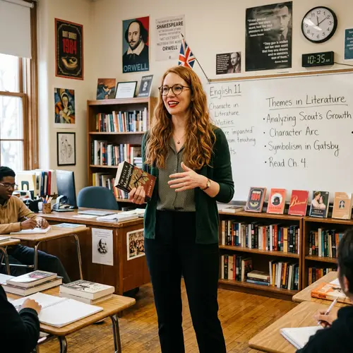English Teacher with Copper Hair & Glasses