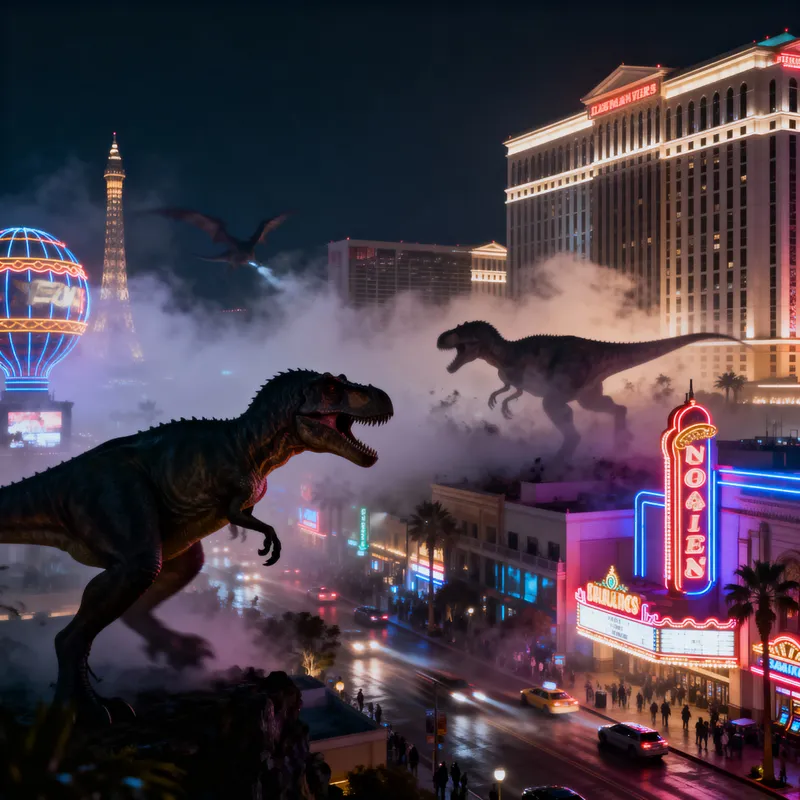 Dinosaurs Rampage: A Night in Neon City