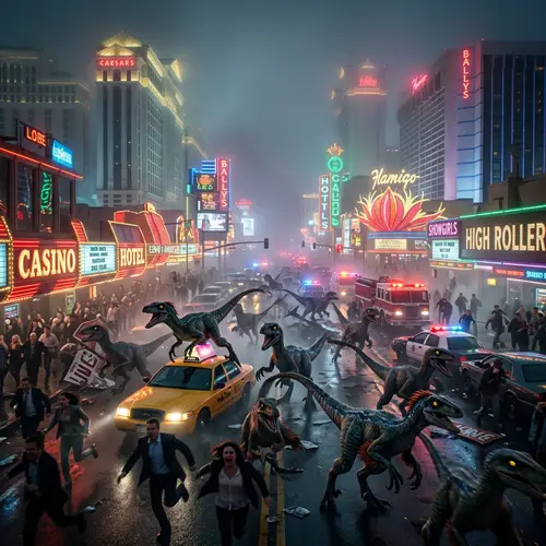Dinosaurs Rampage: A Night in Neon City