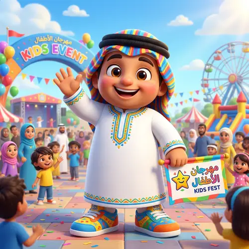 Cheerful Arab Cartoon Mascot for Kids' Events