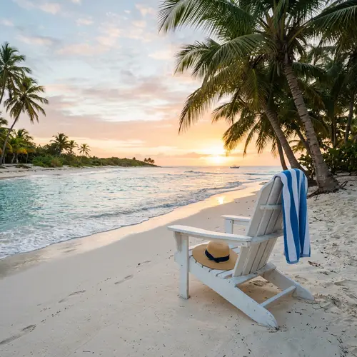 Morning Beach View with White Chair