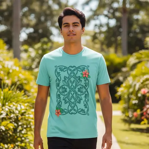 Trendy Tropical T-Shirt Design in Teal