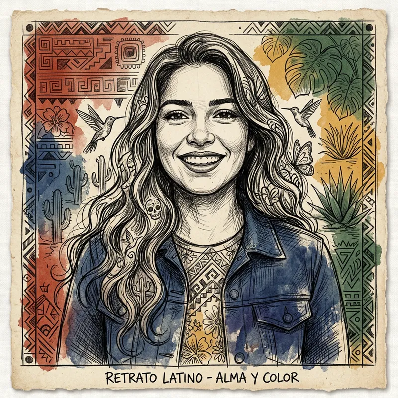 Latin American Sketch of a Girl