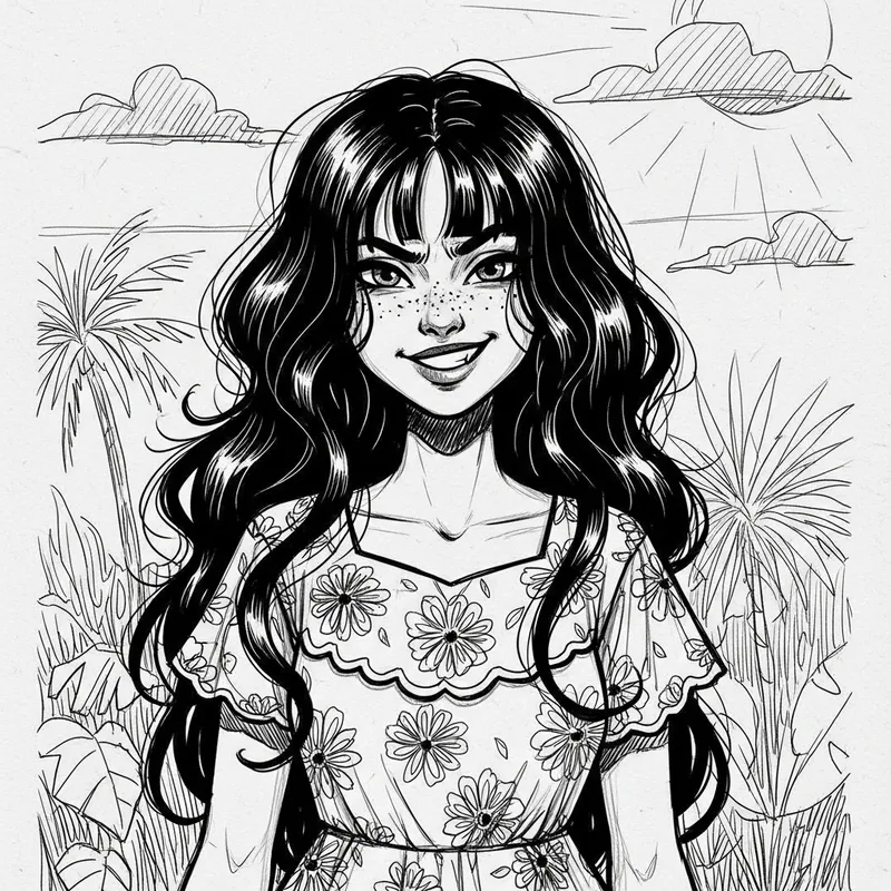 Latin American Sketch of a Girl