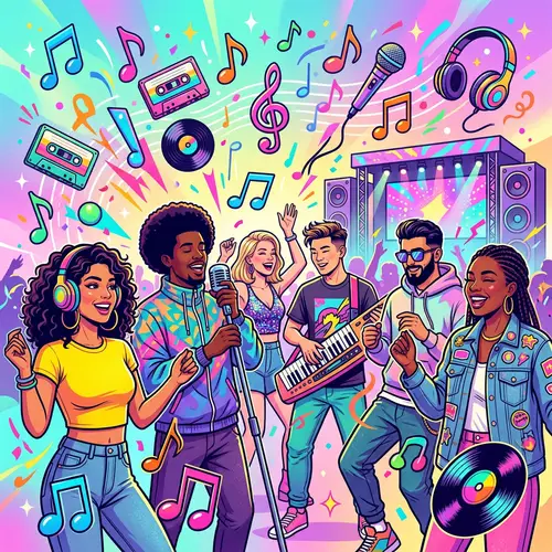Colorful Pop Music Celebration | Energetic Musical Scene