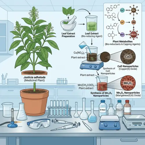 Justicia Adhatoda Plant Green Synthesis for CuO and Mn3O4 Nanoparticles