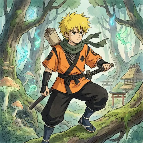 Spiky Yellow Hair Ninja Anime Character