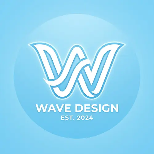 Creative W Letter Logo Design in White on Light Blue Background