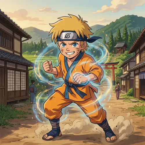 Vintage Japanese Animation Character with Spiky Hair